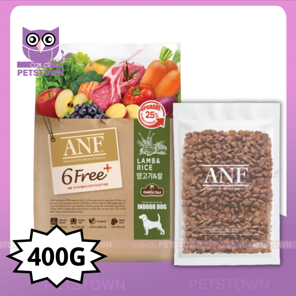 [400GRAM]  Thức ăn hạt hữu cơ dành Cho Chó vị Cá hồi/ Cừu/ Vịt ANF 6 FREE