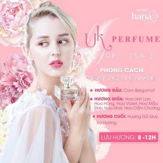 Nước hoa nữ hương nhẹ nhàng thanh lịch RIORI HANA UK PERFUME 10ml - 50ml