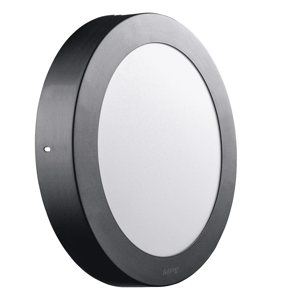 (CHÍNH HÃNG) MPE - Đèn LED panel ốp nổi nhôm thân đen mặt tròn ánh sáng trắng - vàng - 3 màu công suất 12W - 18W - 24W