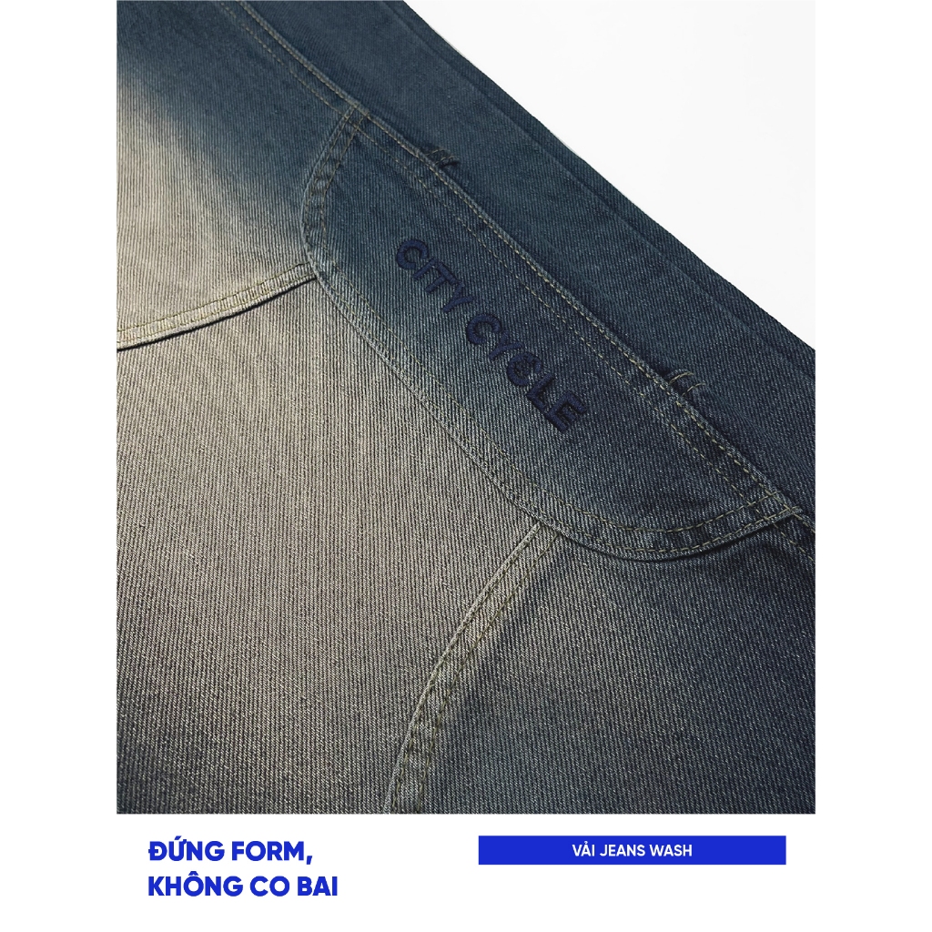 Quần bò jeans ống rộng suông nam nữ Local Brand Chính Hãng City Cycle quần jeans Golem