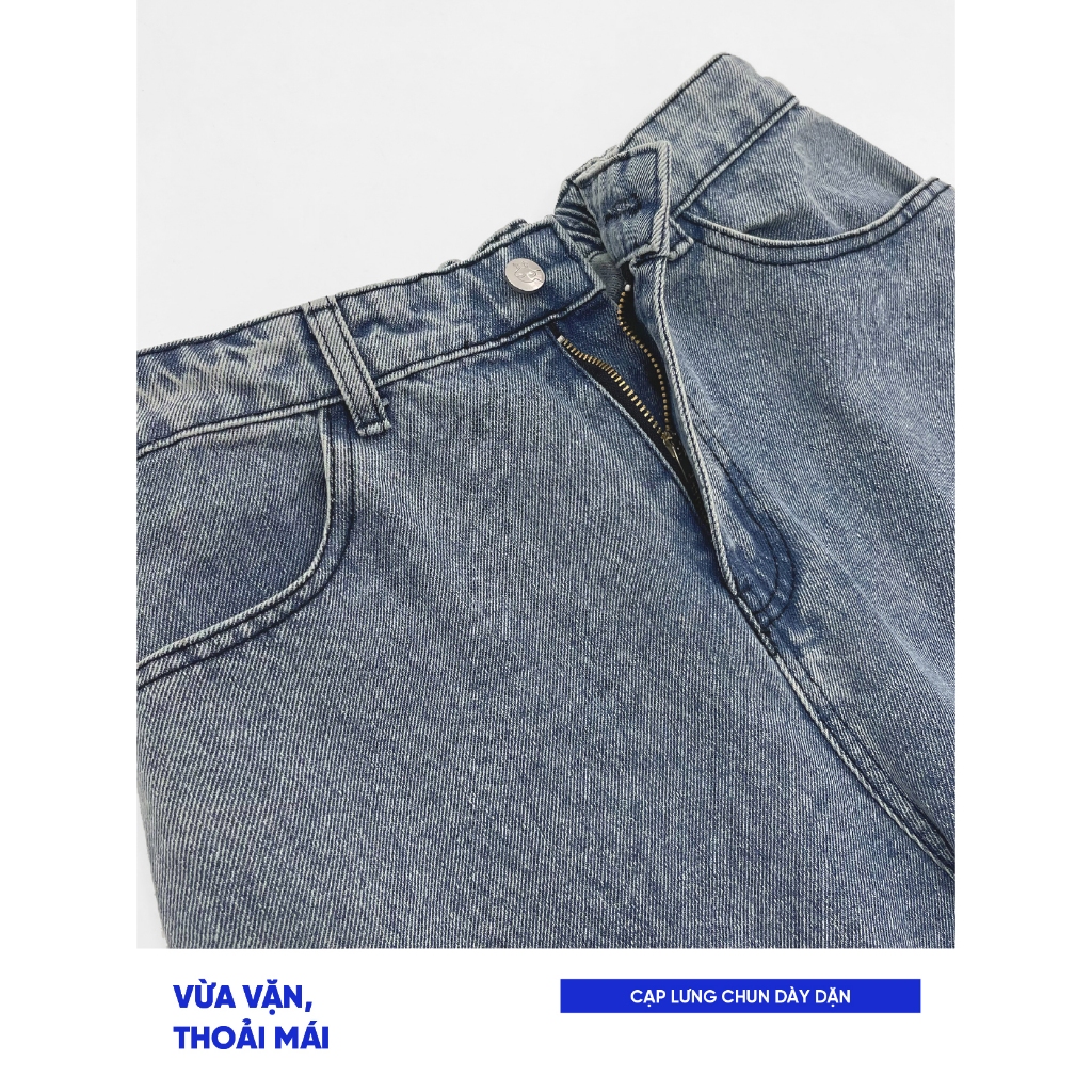 Quần jeans bò ống rộng suông nam nữ Local Brand Chính Hãng City Cycle quần jeans Cavity