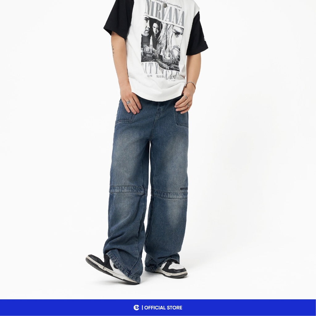 Quần jeans suông ống rộng bò nam nữ Local Brand Chính Hãng City Cycle quần jeans Line Up