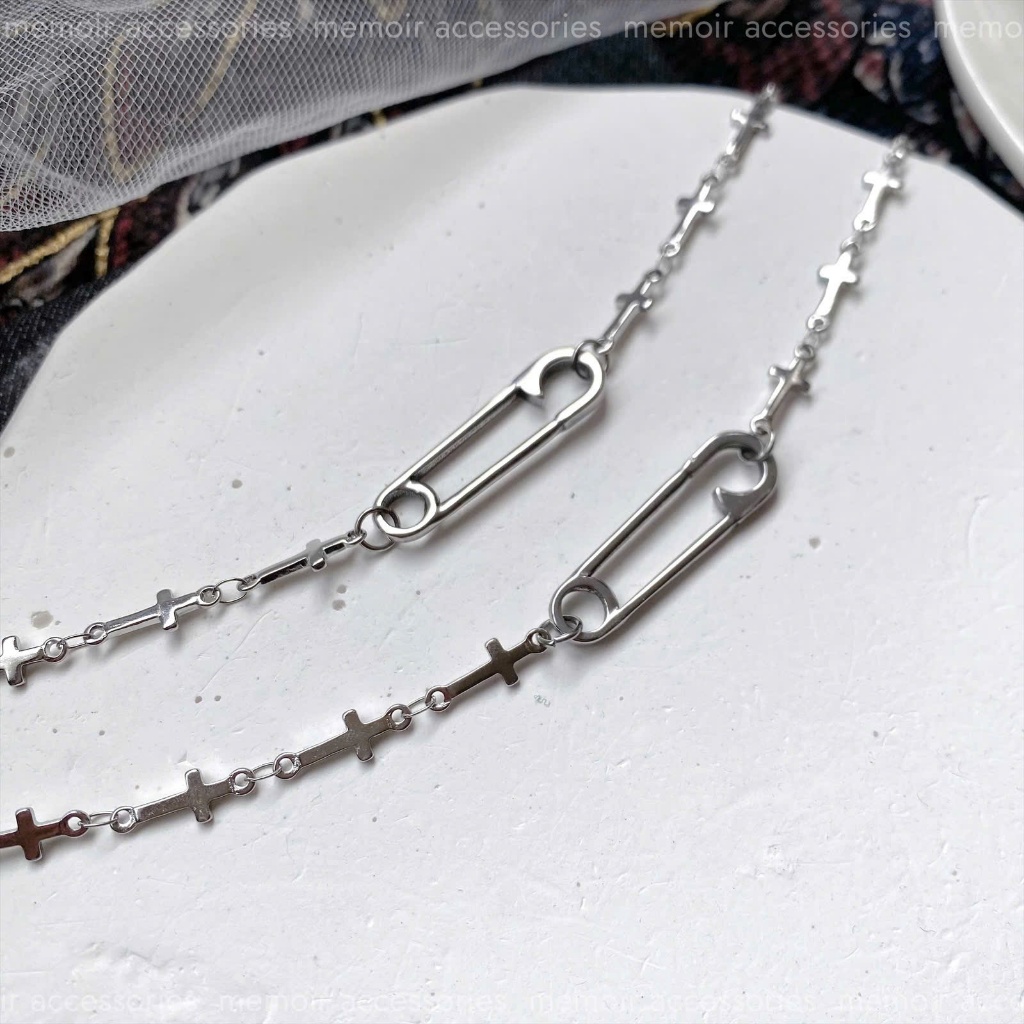 Safety Pin ver.8 / Vòng tay Safety Pin dây xích chữ thập thánh giá thép ...