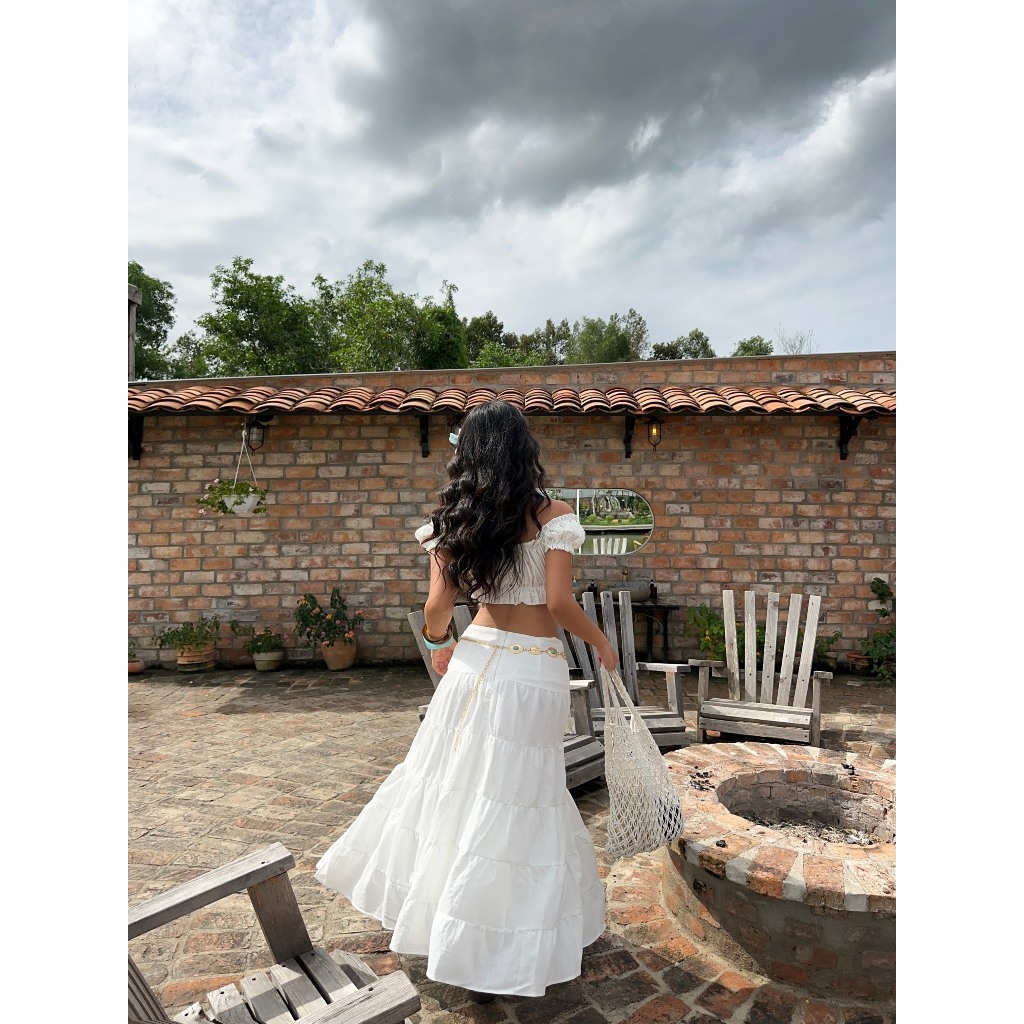 [HÌNH CHÍNH CHỦ] Chân Váy Maxi Dáng Dài Pepper Clothing Chân Váy Trắng Xoè Nhiều Tầng Dây Rút May Hai Lớp - Fiona Skirt | BigBuy360 - bigbuy360.vn