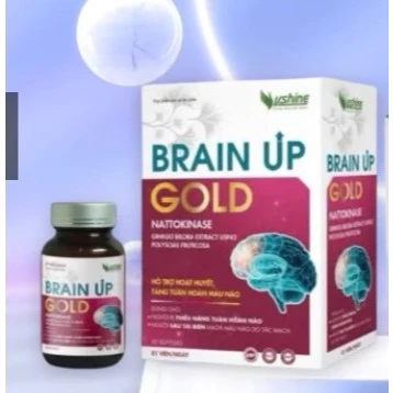 Viên uống Brain Up Gold Nattokinase hỗ trợ hoạt huyết, tăng tuần hoàn máu não - Lọ 30 viên nang