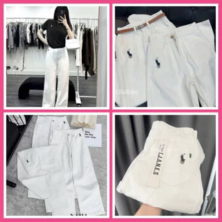 Quần Bò Jeans Nữ Ống Rộng Thêu  Horse Cạp Cao Siêu Hách Dáng Cực Đỉnh - Ong, Women