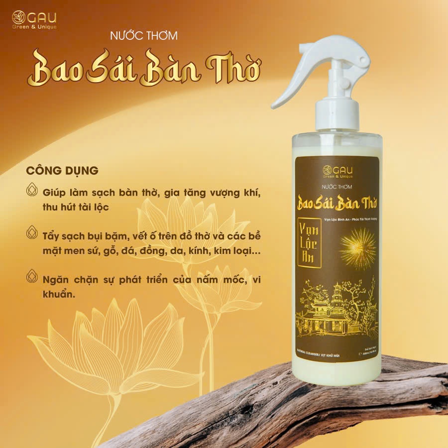 Nước Thơm lau dọn Bàn Thờ Cao Cấp Vạn Lộc An Vạn Lộc Bình An - Phúc Tài Thịnh Vượng 500ml