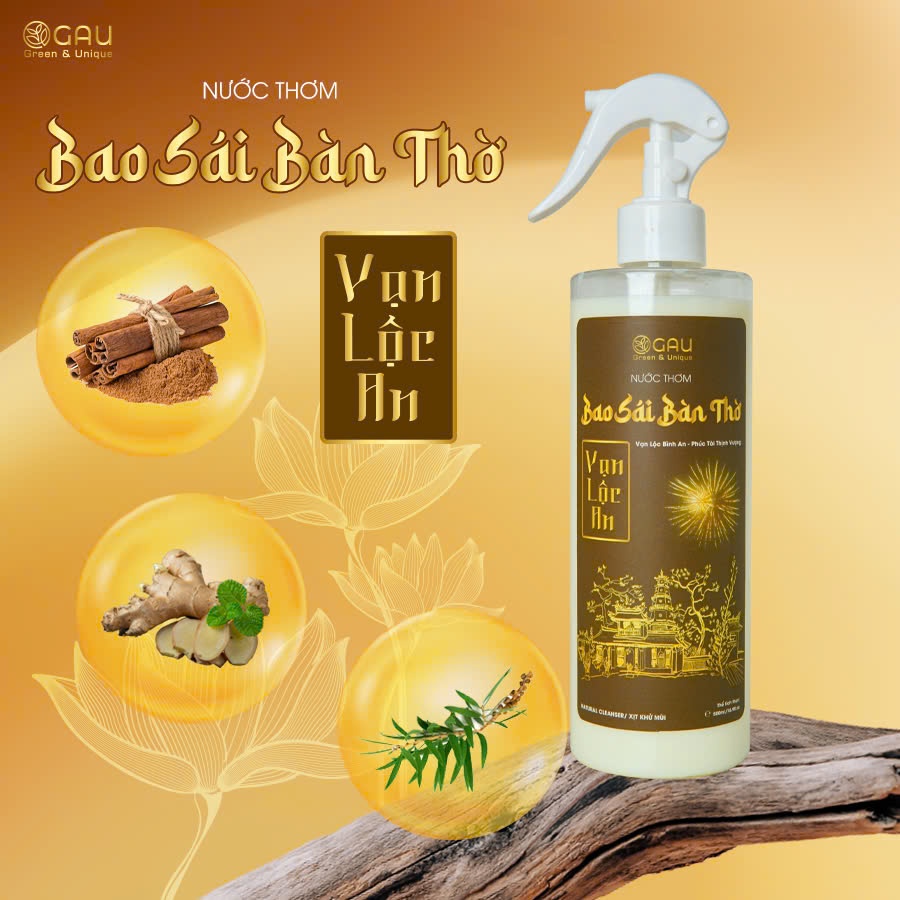 Nước Thơm lau dọn Bàn Thờ Cao Cấp Vạn Lộc An Vạn Lộc Bình An - Phúc Tài Thịnh Vượng 500ml