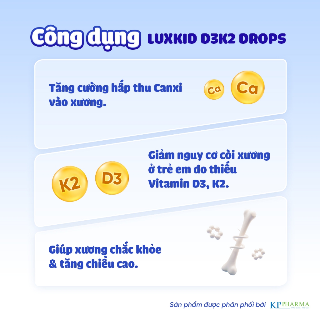 Siro LuxKids D3K2 Drops – Bổ sung Vitamin D3 K2 cho bé từ 6 tháng – Dạng nhỏ giọt dễ uống