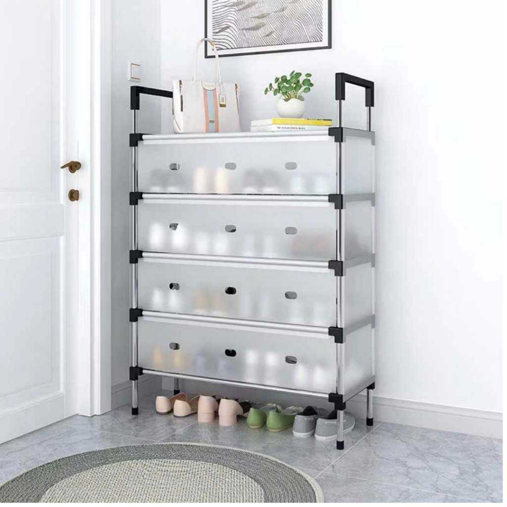 [Tết Cào là có quà] Kệ để giày dép đa năng KHUNG INOX có nắp đậy 7 tầng giá để giày dép