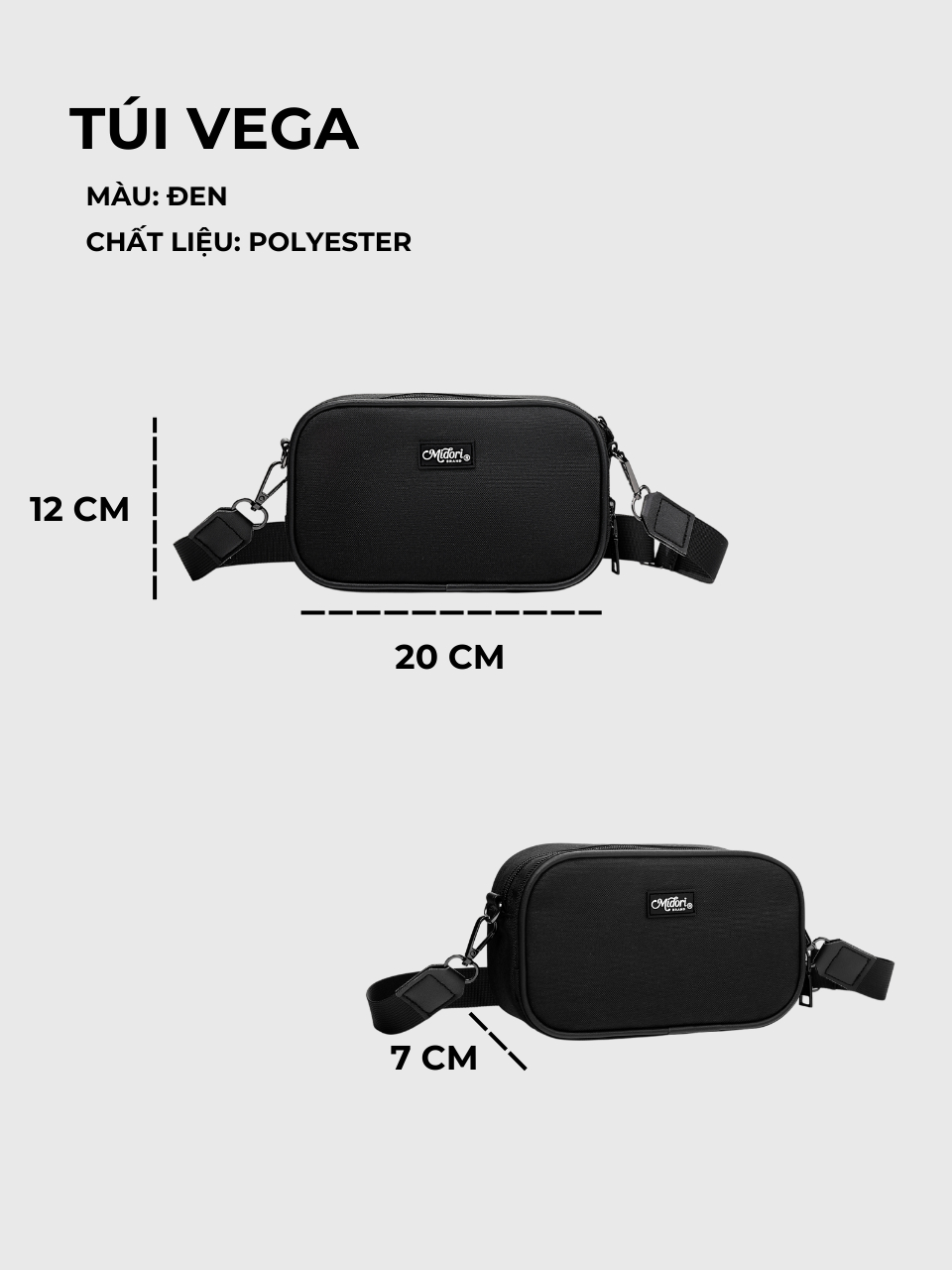 Ảnh Túi Đeo Chéo VEGA Thời Trang Nam Nữ Unisex Chất Liệu Polyester Kháng Nước | Local Brand M STUDIO 1