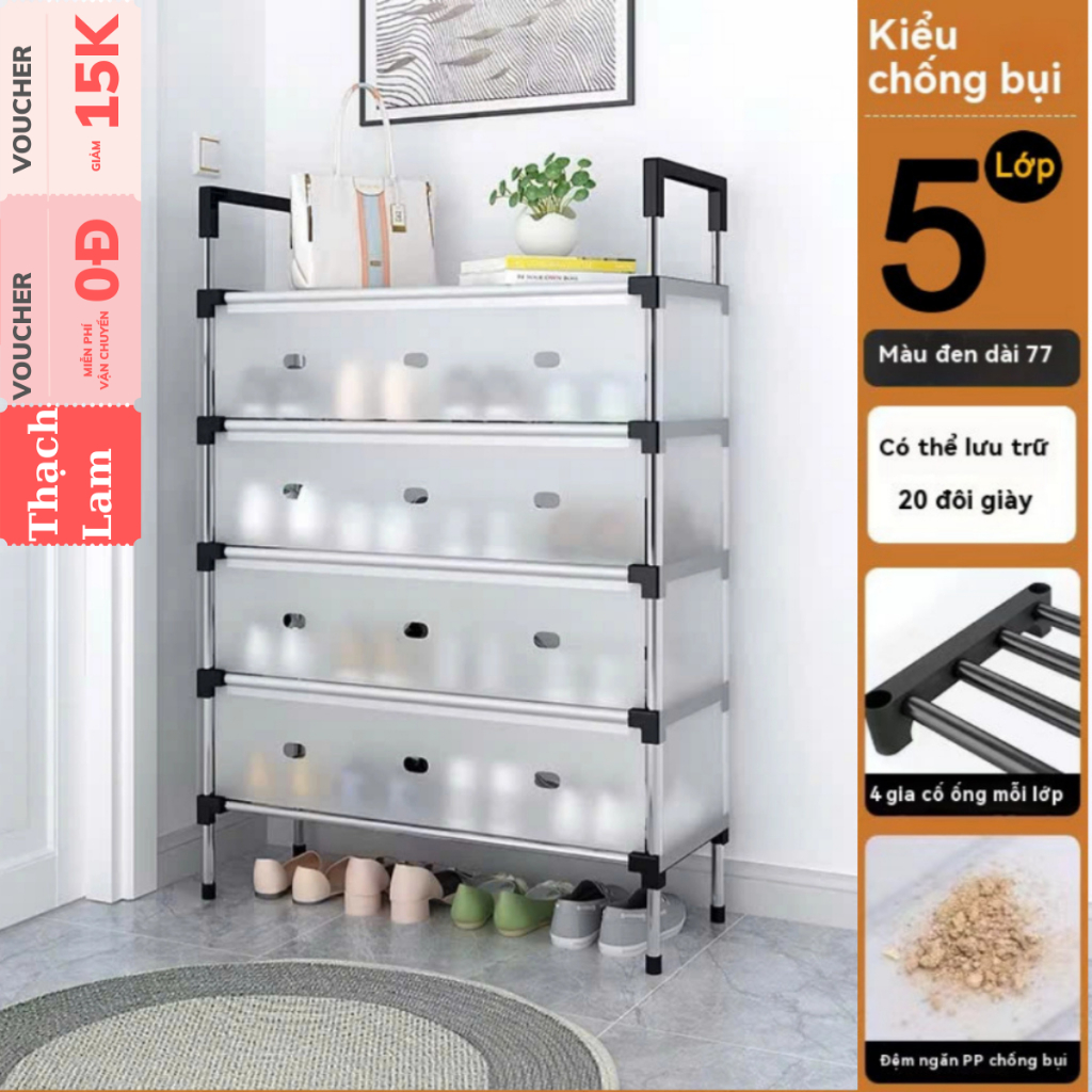 Kệ để giày dép đa năng KHUNG INOX có nắp đậy 5 tầng giá để giày dép có thể xếp chồng, chắc chắn chuyên derco