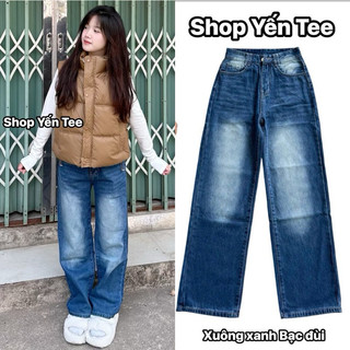Quần ống rộng nữ 1 cúc Yến Tee màu xanh bạc đùi khuyết điểm tốt #0646