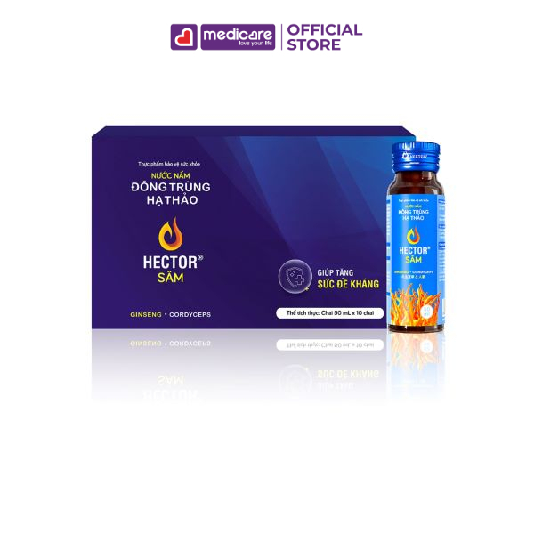 Nước Uống HECTOR Sâm và Nấm Đông Trùng Hạ Thảo Hộp 10 chai