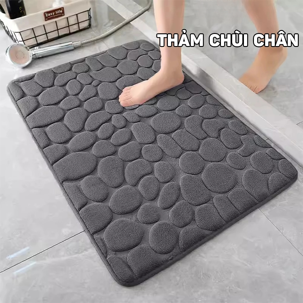 [LOẠI DÀY 1,5CM] Thảm Lau Chân Siêu Thấm Hút, Thảm Chống Trơn Trượt Cao Cấp Họa Tiết Đá Nổi