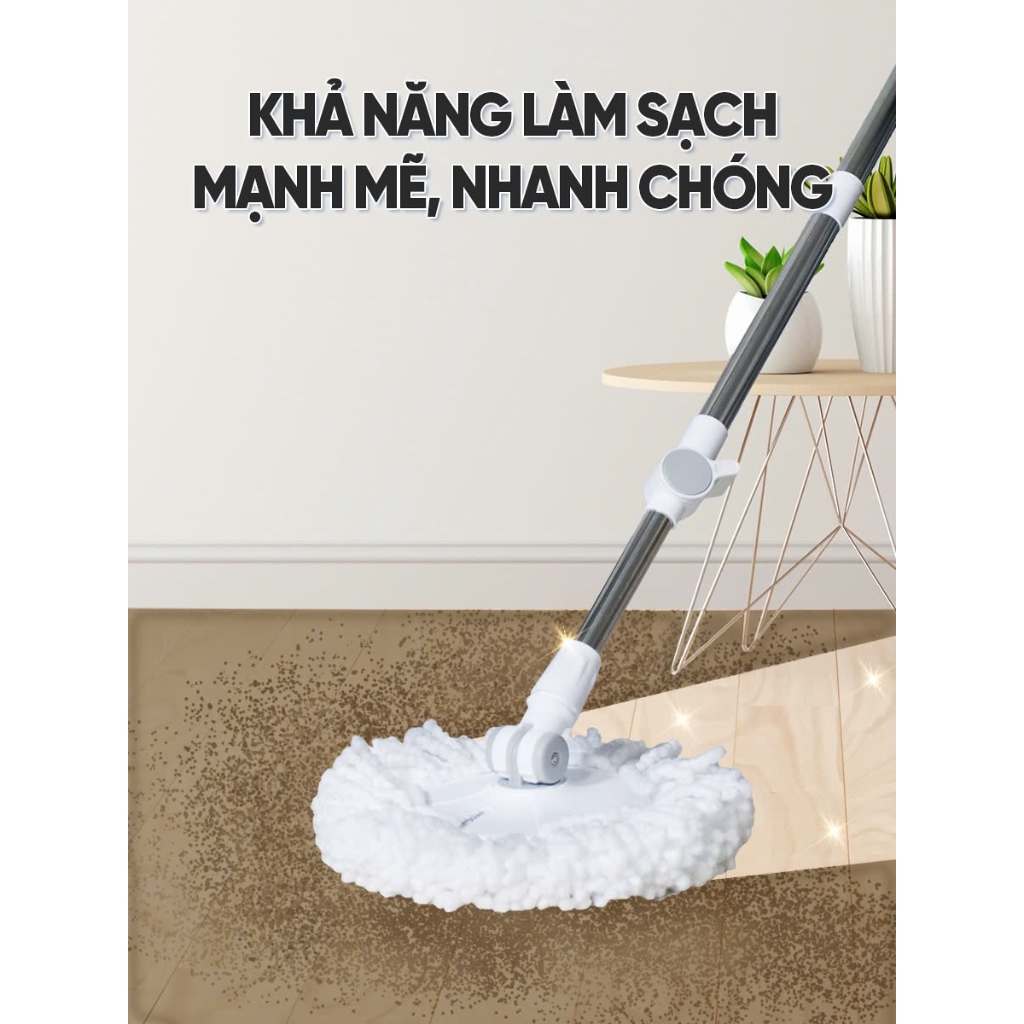 Bộ Lau Nhà Tròn MyJae Tiện Lợi Thông Minh Giặt Vắt 2 Trong 1 Lau Sàn