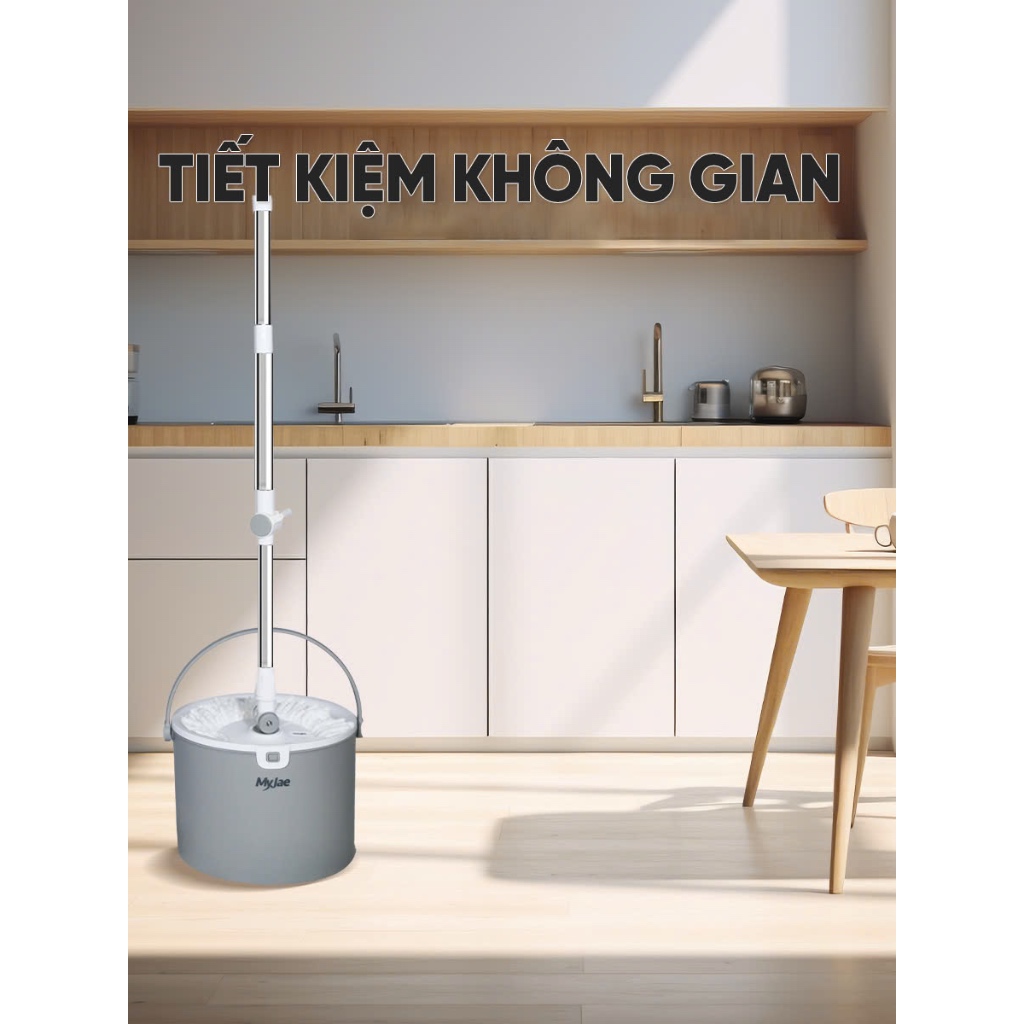Bộ Lau Nhà Tròn MyJae Tiện Lợi Thông Minh Giặt Vắt 2 Trong 1 Lau Sàn