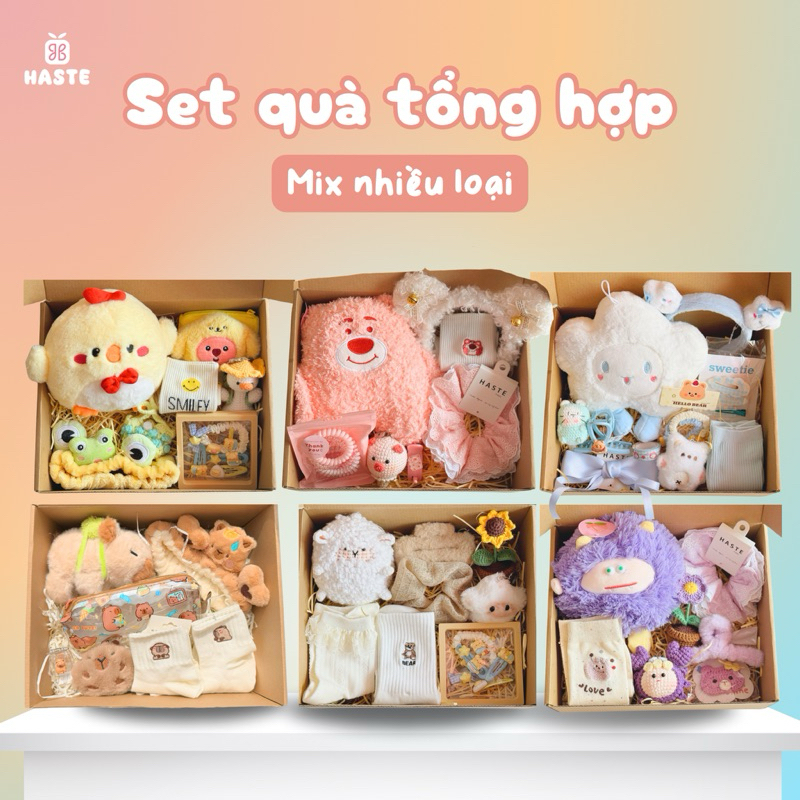 Set Quà Mix Gấu Bông Móc Khoá Bờm Tóc Tổng Hợp Đáng Yêu Cho Bạn Nữ