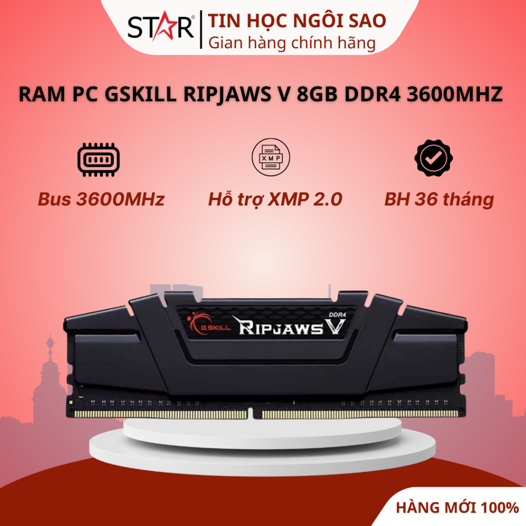 Ram PC GSkill Ripjaws V 8GB DDR4 3600MHz (F4-3600C18S-8GVK) - Bảo hành ...