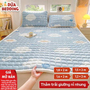 Thảm Trải Giường Nỉ Nhung 3 Lớp Ấm Áp - Chun Cố Định 4 Góc, Đầy Đủ Kích Cỡ