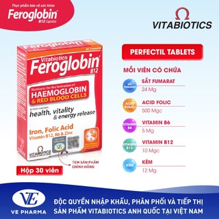 [🔥MUA LÀ CÓ QUÀ] Thực Phẩm Bảo Vệ Sức Khoẻ FEROGLOBIN B12 Capsules Hỗ Trợ Tăng Khả Năng Tạo Máu- Hộp 30 Viên Vitabiotics