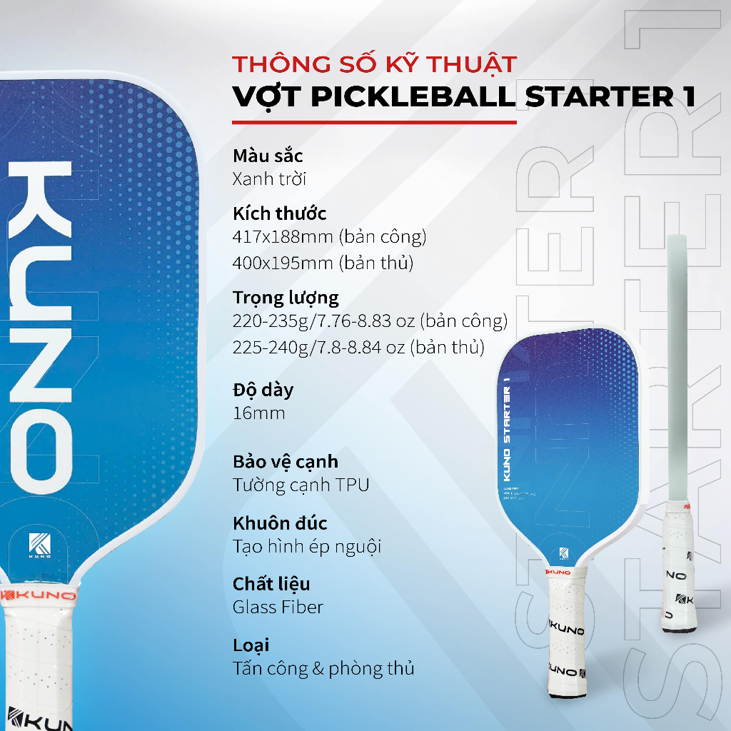 Ảnh Vợt Pickleball Kuno Starter 1 Chính Hãng dành cho người mới chơi đến người chơi trung bình 2