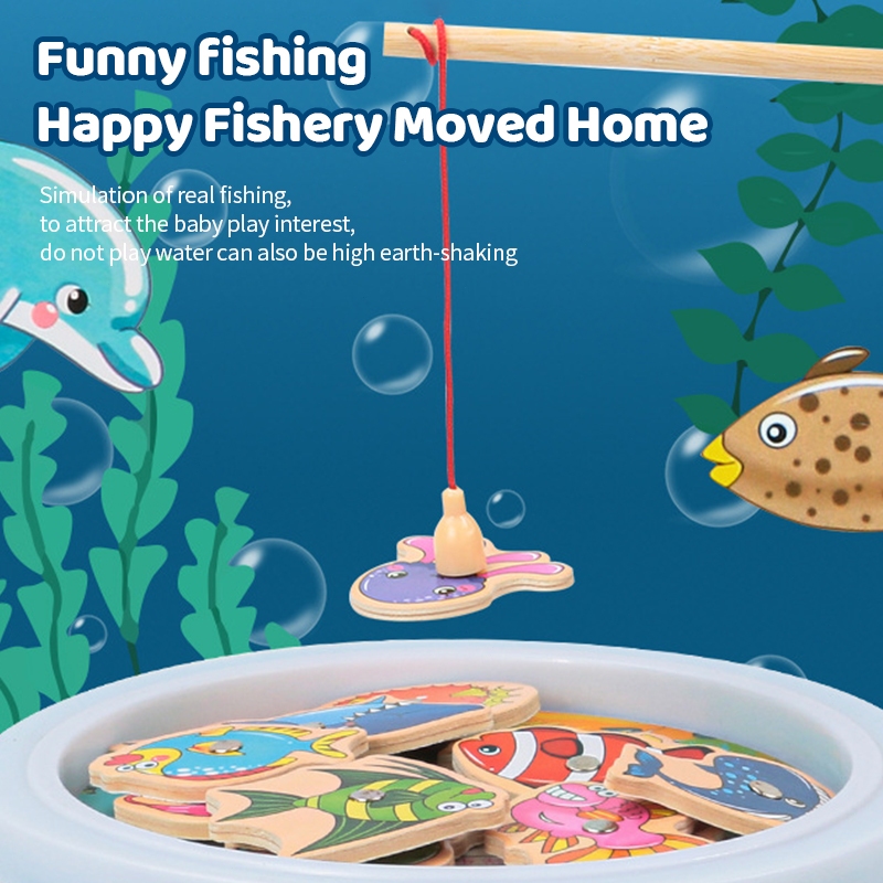 Set 15 / 30 Đồ Chơi Câu Cá Bằng Gỗ Hoạt Hình Cho Trẻ Em