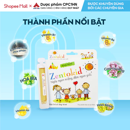 Siro Ăn Ngon ZENTOKID bé Ăn Ngon Miệng Ngủ Ngon Giấc Tiêu Hóa Tốt Hộp 10 ống