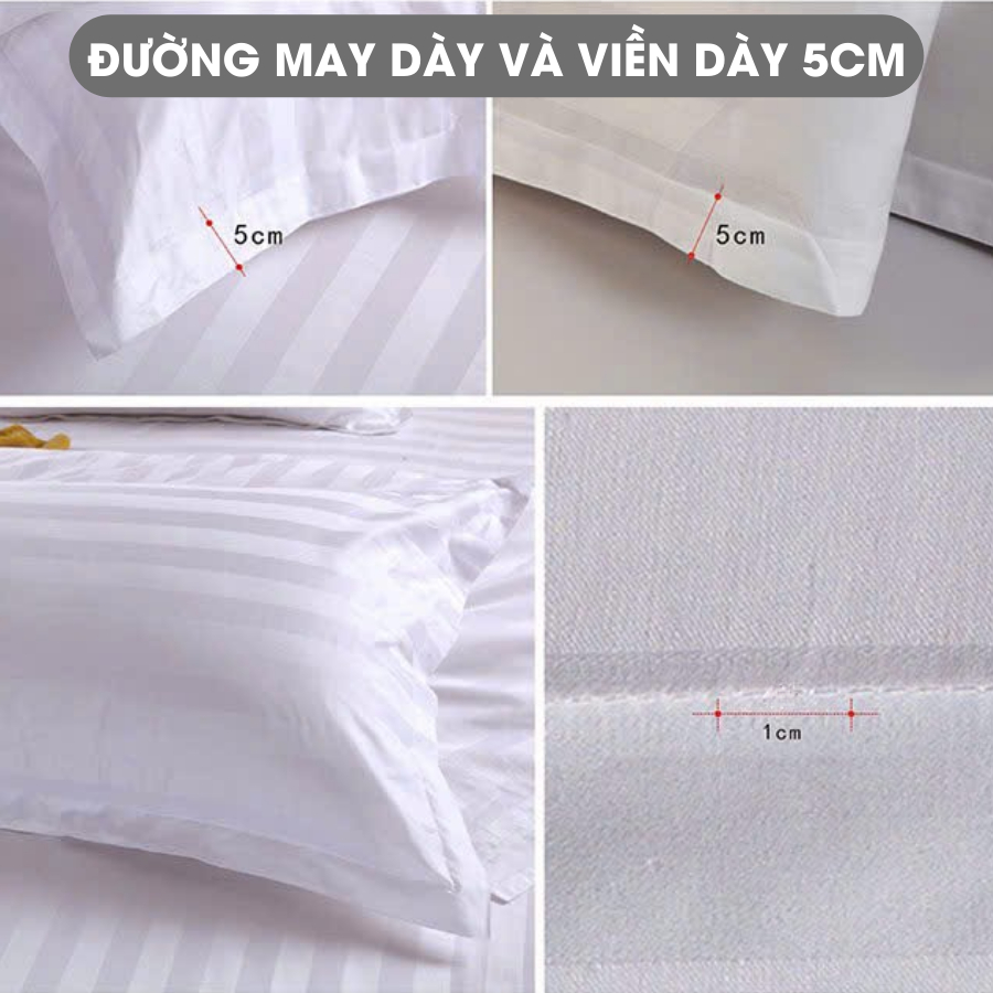 Ảnh Vỏ Áo Gối Nằm Sọc 3F A Concept Decor Áo Gối Nằm Trắng sọc Chuẩn Khách Sạn Cao Cấp Vỏ Áo Gối Mềm Mịn 50x70cm 60x80cm 4
