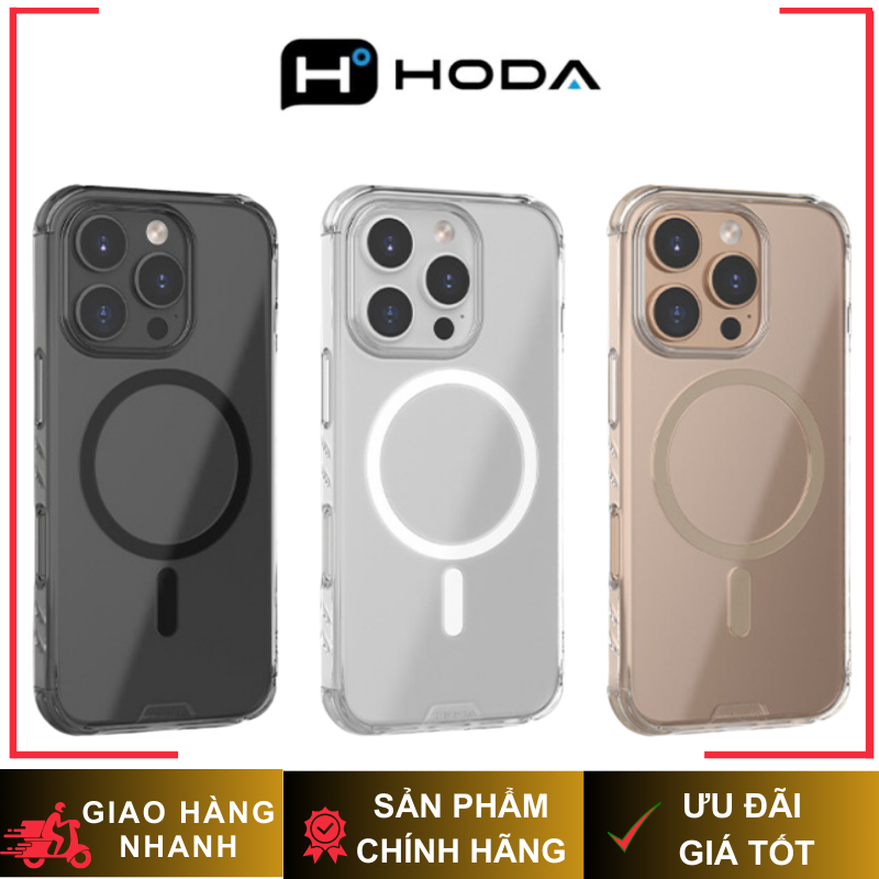 [ Siêu Mỏng ] Ốp Hoda Slim Defender Chống Ố Vàng & Tích Hợp Sạc Từ Tính Tiện Lợi cho iP16 Pro/ 16 Pro Max