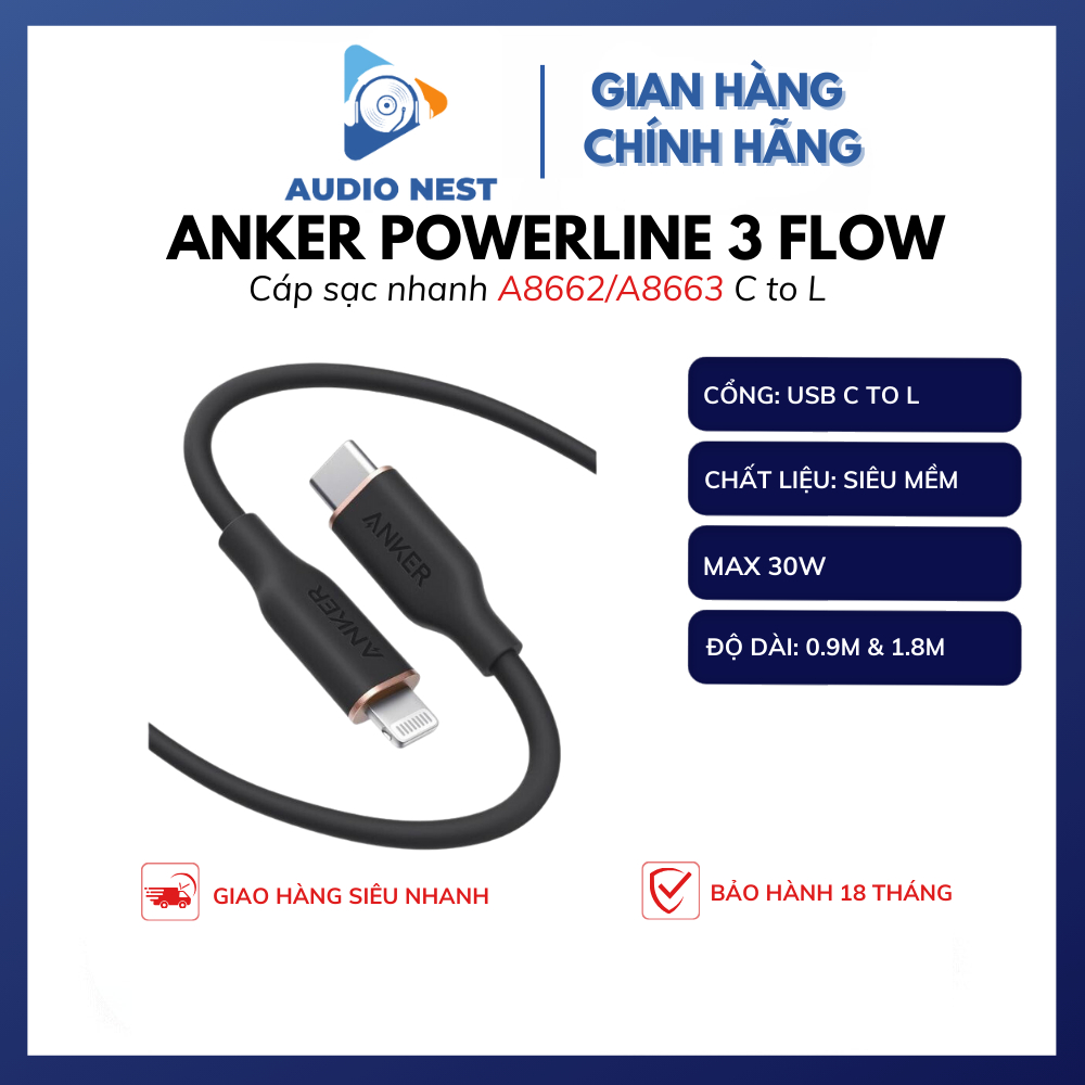 Cáp Sạc Anker A8662 USB C To L A8662 0.9m / A8663 1.8m - Bảo hành 18 ...