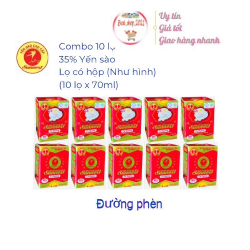 SUNNEST - Combo 10 lọ yến sào cao cấp dành cho người lớn giúp hồi phục ...