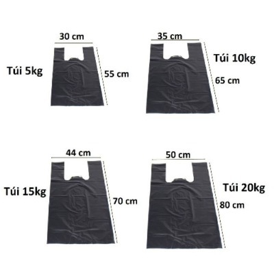 1kg Túi bóng đen túi đựng rác, đóng hàng đủ kích thước