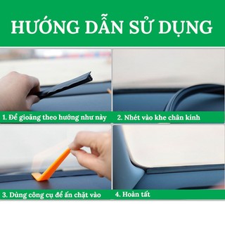 1.6 Mét Gioăng Cao Su Chữ T Gắn Chân Kính Chắn Gió - Chống Bụi, Chống Ồn Taplo Ô Tô