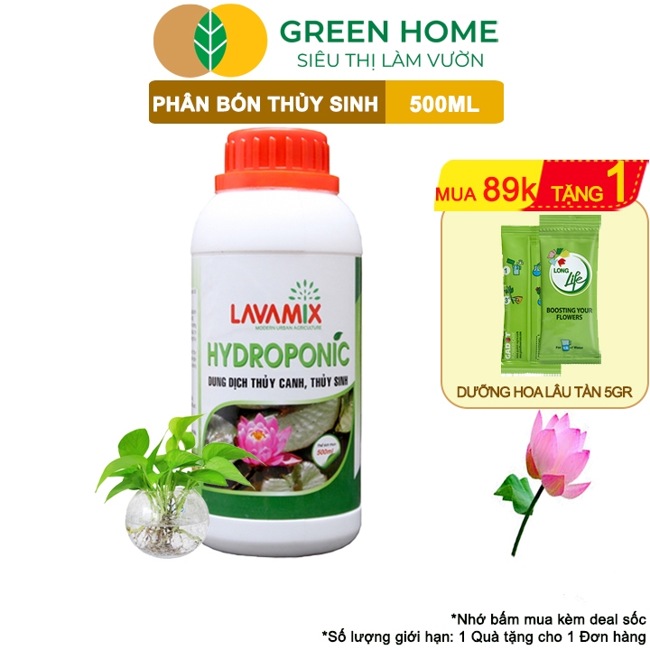 Dung Dịch Thủy Canh Greenhome Lavamix 500ml - Phân Bón Thủy Sinh An Toàn Cho Cá, Hoa Sen