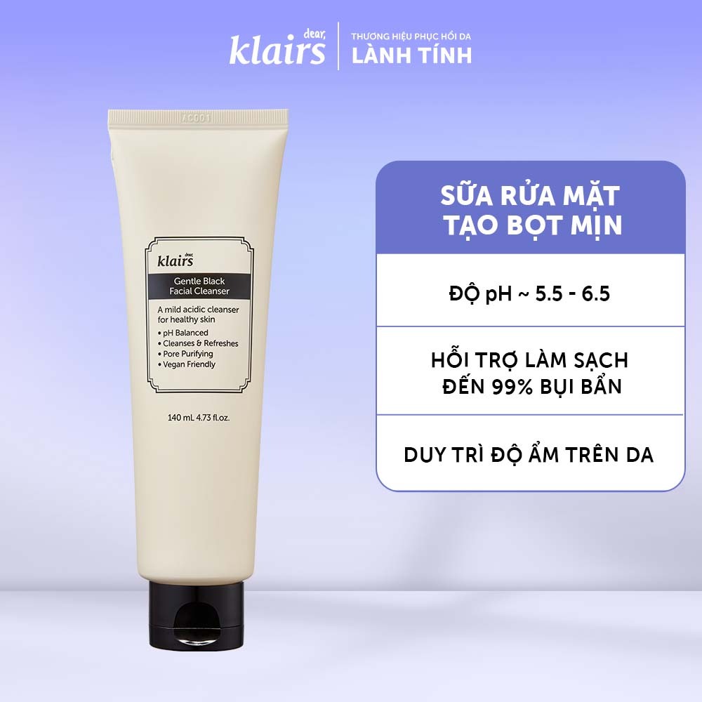 Ảnh Sữa Rửa Mặt Dear Klairs Gentle Black Facial Cleanser 140ml 2