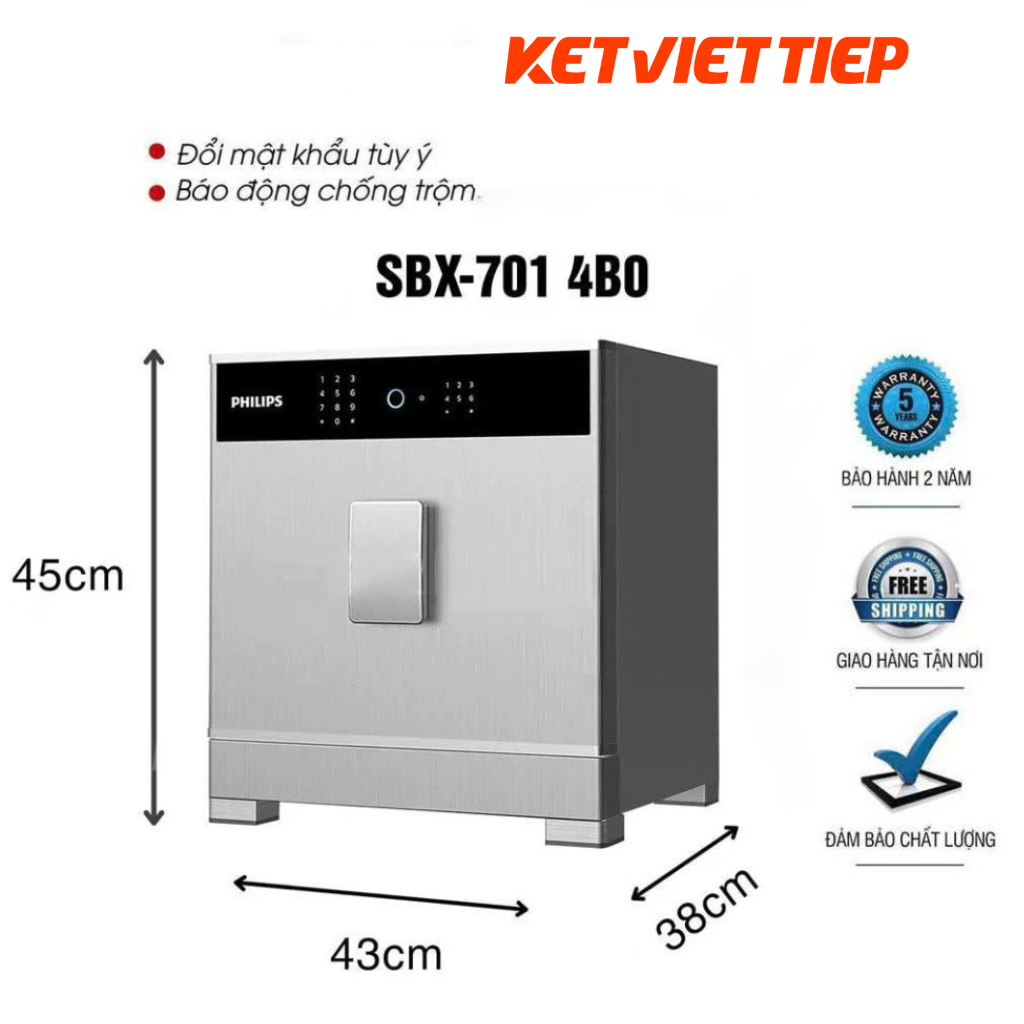 [CHÍNH HÃNG] Két sắt Philips SBX701-6B0 Vân Tay Điện Tử Thông Minh Nhập Khẩu Chính Hãng