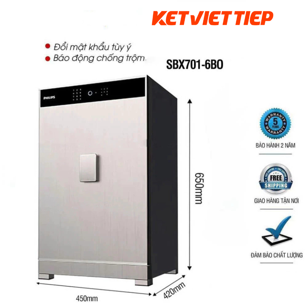 [CHÍNH HÃNG] Két sắt Philips SBX701-6B0 Vân Tay Điện Tử Thông Minh Nhập Khẩu Chính Hãng