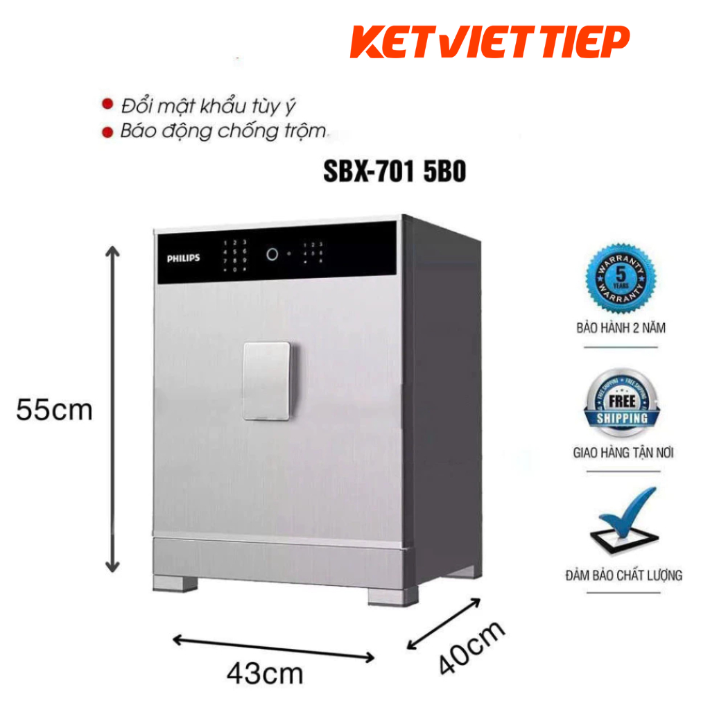 [CHÍNH HÃNG] Két sắt Philips SBX701-6B0 Vân Tay Điện Tử Thông Minh Nhập Khẩu Chính Hãng