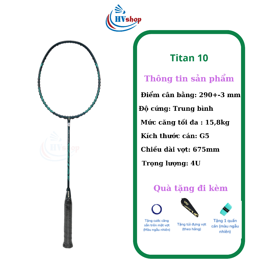 Vợt Cầu Lông - Vợt VS Titan 10 Special chính hãng, tặng cước căng sẵn, quấn cán, bao vợt - HVShop