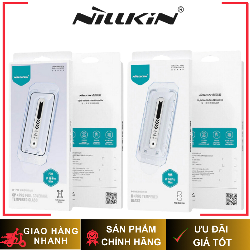 [ iP 17] Cường Lực Không Viền/ Có Viền Nillkin - Trong Suốt Amazing CP+ Pro Có Khung Trợ Dán cho iP 17/16 Series