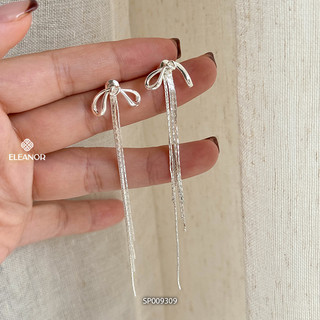 Bông tai nữ chuôi bạc 925 Eleanor Accessories hình nơ dáng dài phụ kiện trang sức khuyên tai 9309