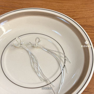 Bông tai nữ chuôi bạc 925 Eleanor Accessories hình nơ dáng dài phụ kiện trang sức khuyên tai 9309