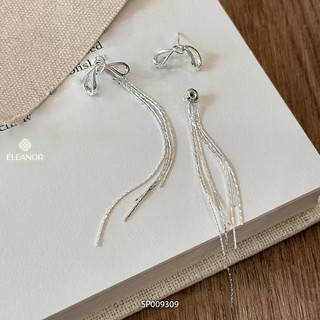 Bông tai nữ chuôi bạc 925 Eleanor Accessories hình nơ dáng dài phụ kiện trang sức khuyên tai 9309