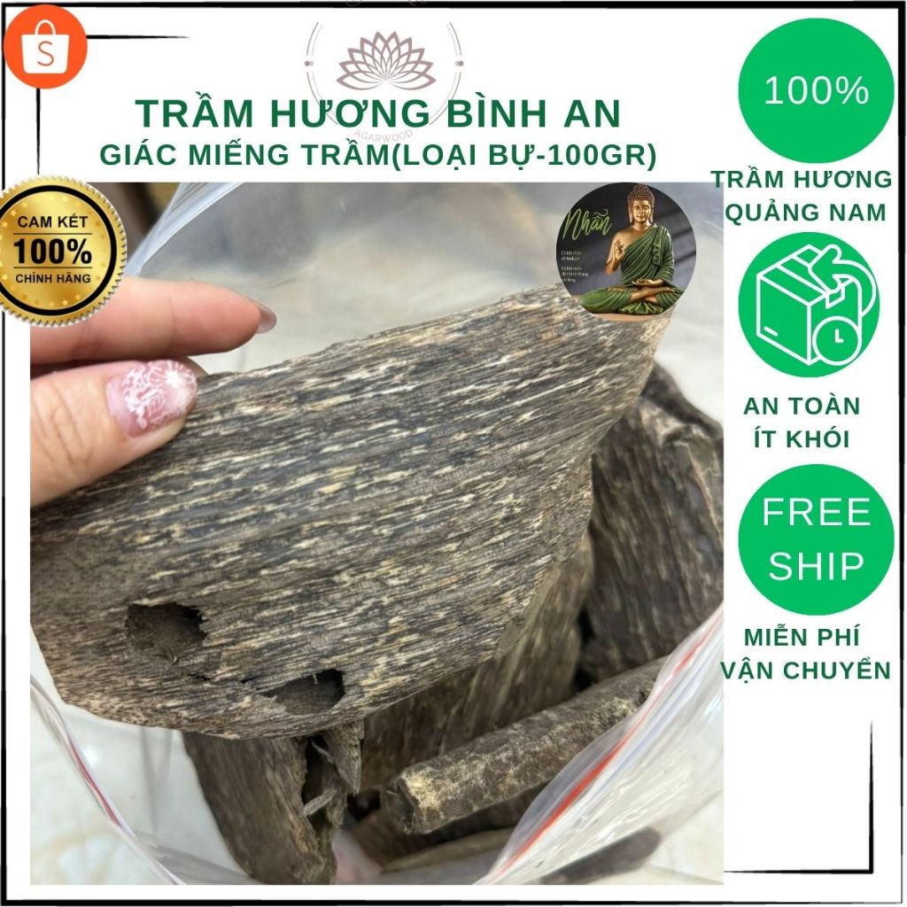 Trầm Hương Miếng Tự Nhiên 100gr Loại 1 (Giác Trầm Hương )