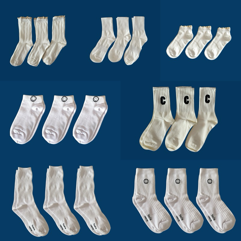 Combo 3 Đôi Trơn Trắng đen Haste Đủ Độ Dài Chất Cotton Co Giãn Unisex