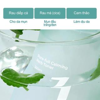 Nước hoa hồng dịu da Numbuzin No.1 Pure-Full Calming Herb Toner, chiết xuất rau má 300ml
