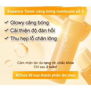 Nước hoa hồng NUMBUZIN No.3 Super Glowing Essence Toner dưỡng da căng bóng, cân bằng da 200ml