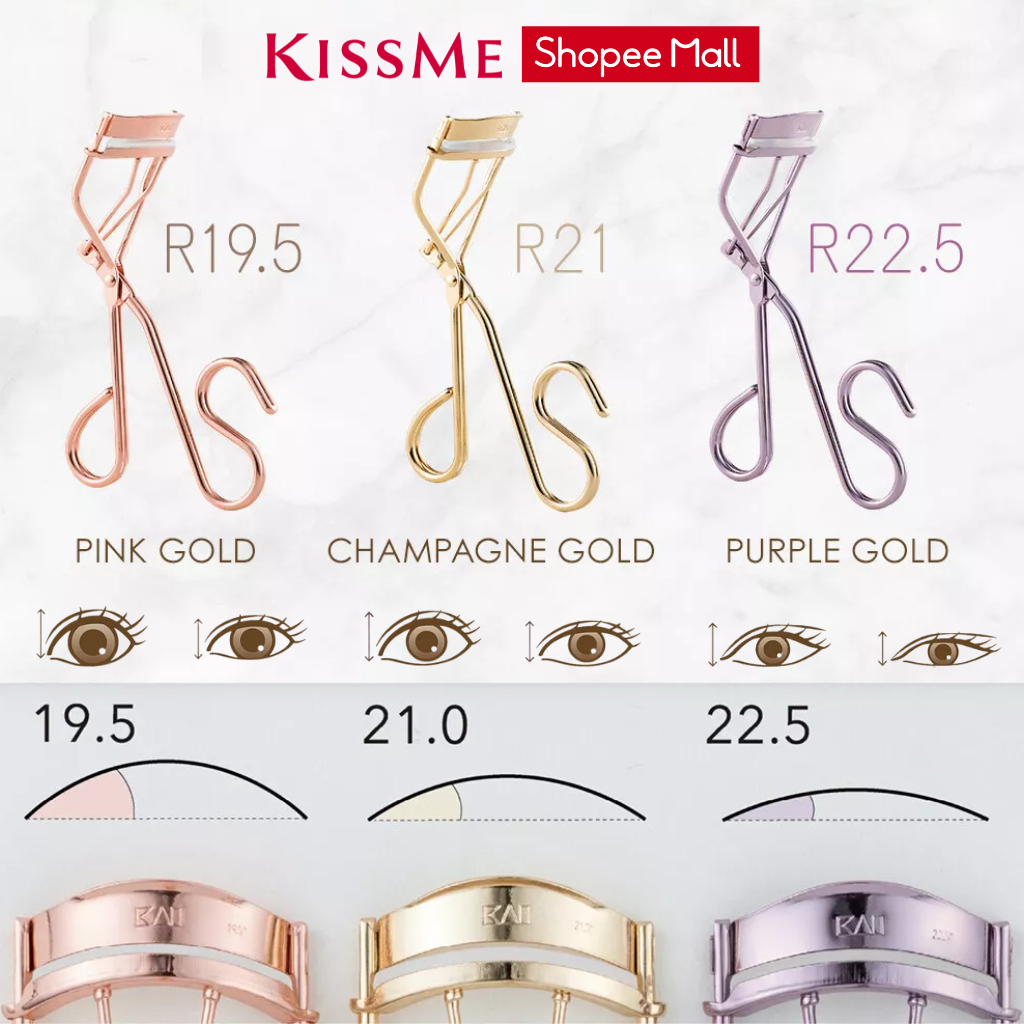 Ảnh Bấm mi KAI chuyên dụng thân thép không rỉ dành cho các dáng mắt khác nhau KAI RING EYELASH CURLER R19.5, R21, R22.5 3