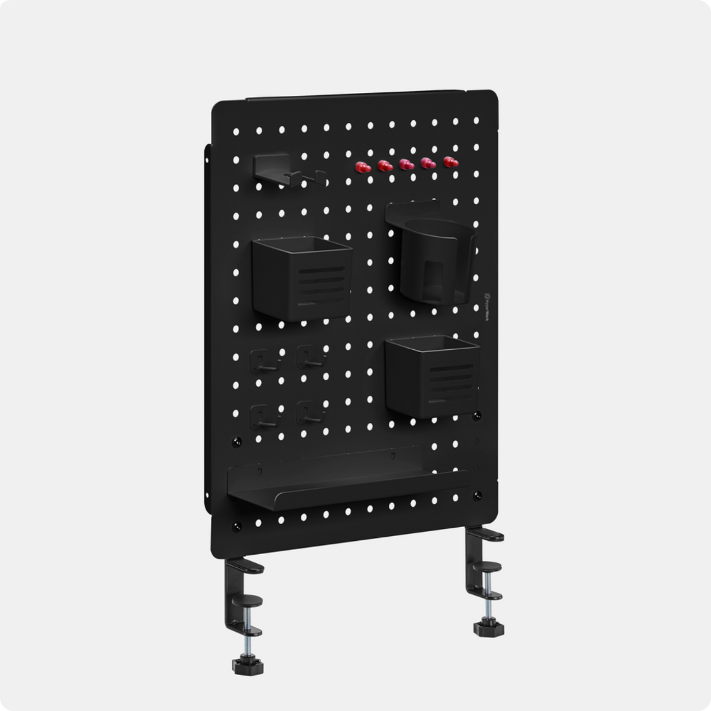 Bảng treo đồ Pegboard HyperWork PG02 Sơn tĩnh điện cao cấp, chân kẹp bàn, 14 phụ kiện đi kèm